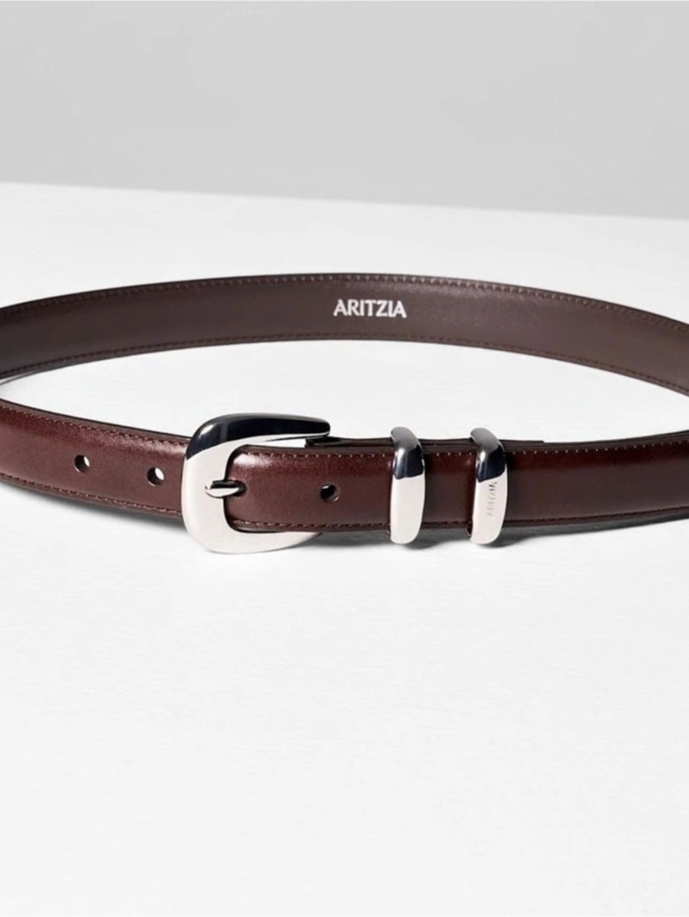 Aritzia Legendary Solid Brass Leather Belt Brown Medium